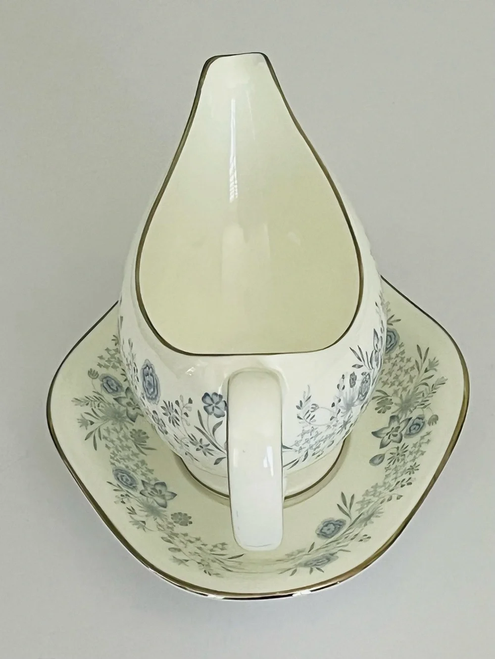 Vintage Wedgwood Belle Fleur Bone China Gravy Sauce Boat & Saucer England